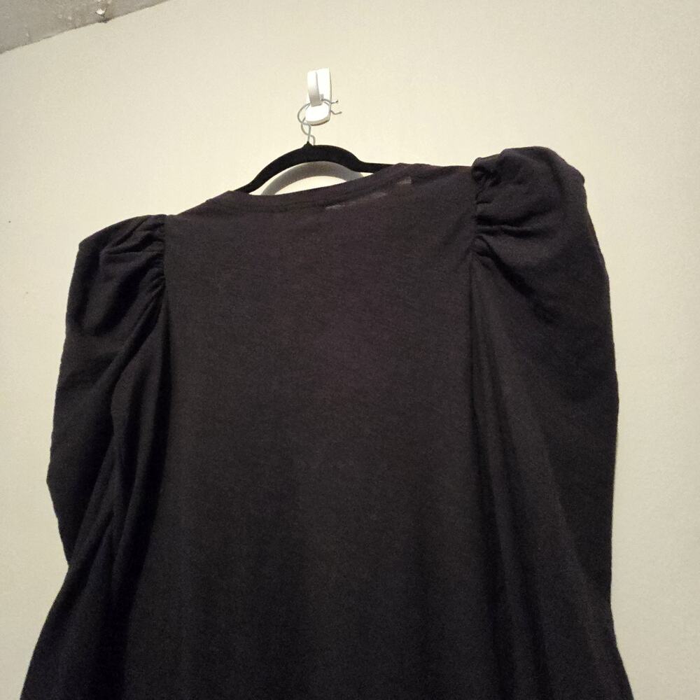 Nation LTD Puff Sleeve Top Womens XS Black Pima Cotton Quiet Luxury Minimalist - Picture 11 of 11